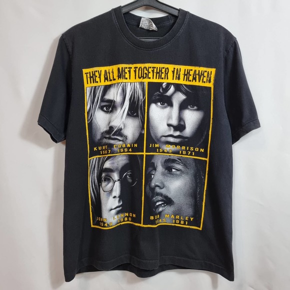 1990s Kurt Jim Morrison Bob Marley John Lenon T Shirt The Roxx Rock Badn T-Shirt